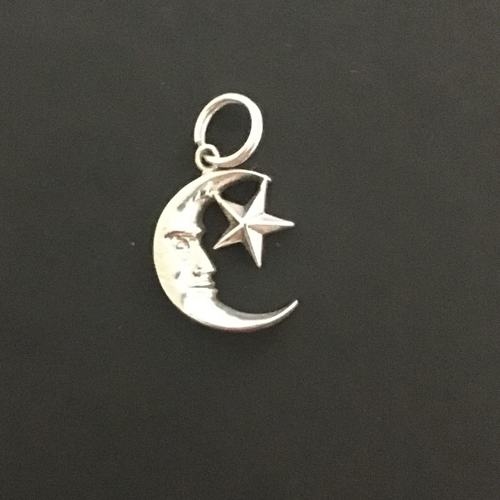 Sterling Crescent Moon/Star Charm